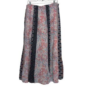 Choices Floral Maxi Skirt Womens Size Large Blue Red Patchwork Boho Modest